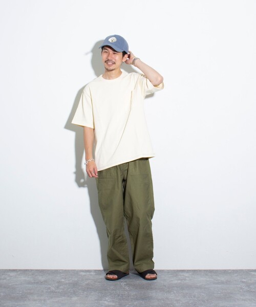 GLOSTER（グロスター）の「【GLOSTER/グロスター】ギザギザステッチ ポケT ポケットTシャツ 無地（Tシャツ/カットソー・メンズ・ブルー/チャコールグレー/ホワイト/キナリ・S/M/L）」の5枚目の写真