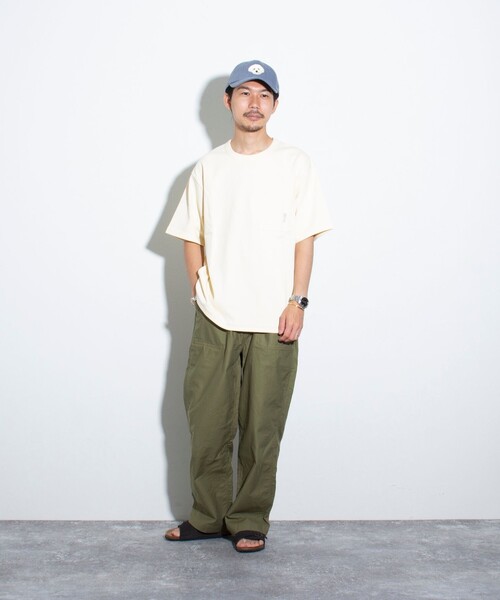 GLOSTER（グロスター）の「【GLOSTER/グロスター】ギザギザステッチ ポケT ポケットTシャツ 無地（Tシャツ/カットソー・メンズ・ブルー/チャコールグレー/ホワイト/キナリ・S/M/L）」の8枚目の写真