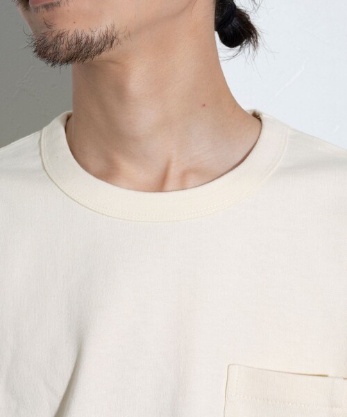 GLOSTER（グロスター）の「【GLOSTER/グロスター】ギザギザステッチ ポケT ポケットTシャツ 無地（Tシャツ/カットソー・メンズ・ブルー/チャコールグレー/ホワイト/キナリ・S/M/L）」の14枚目の写真