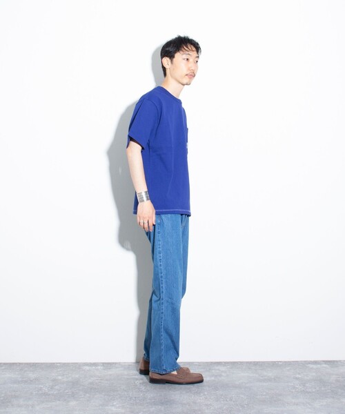 GLOSTER（グロスター）の「【GLOSTER/グロスター】ギザギザステッチ ポケT ポケットTシャツ 無地（Tシャツ/カットソー・メンズ・ブルー/チャコールグレー/ホワイト/キナリ・S/M/L）」の22枚目の写真