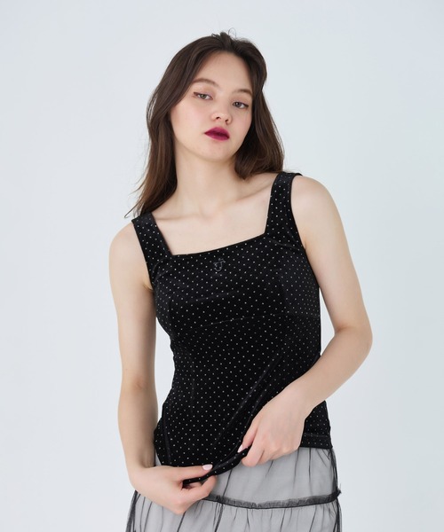 TINA:JOJUN(ティーナジョジュン)の「ベロア ノースリーブトップス TINA:JOJUN(タンクトップ・レディース・ブラック/ブラウン・M)」の10枚目の写真