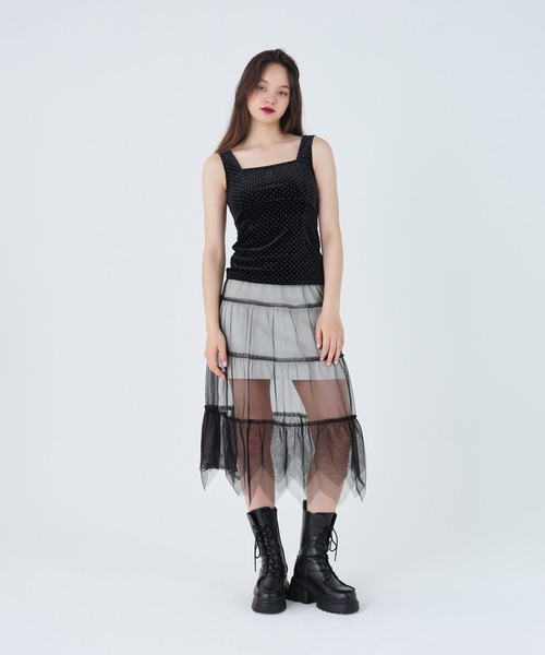 TINA：JOJUN トップス　　ティーナージョジュン TINA：JOJUN（ティーナジョジュン）の「配色メロー シアー