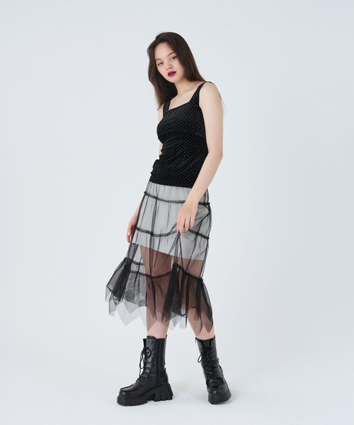 TINA:JOJUN(ティーナジョジュン)の「ベロア ノースリーブトップス TINA:JOJUN(タンクトップ・レディース・ブラック/ブラウン・M)」の6枚目の写真