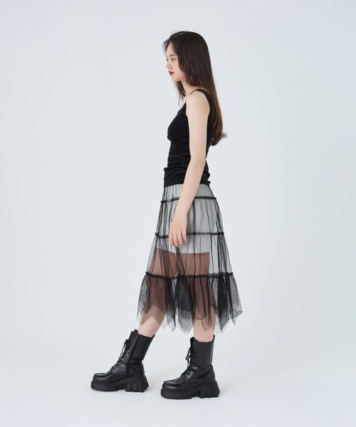 TINA:JOJUN(ティーナジョジュン)の「ベロア ノースリーブトップス TINA:JOJUN(タンクトップ・レディース・ブラック/ブラウン・M)」の4枚目の写真