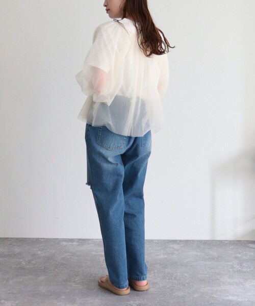 fredy emue(フレディエミュ)の「チュール2WAYギャザーブラウス(シャツ/ブラウス・レディース・ブラウン/チャコールグレー/アイボリー・38)」の7枚目の写真