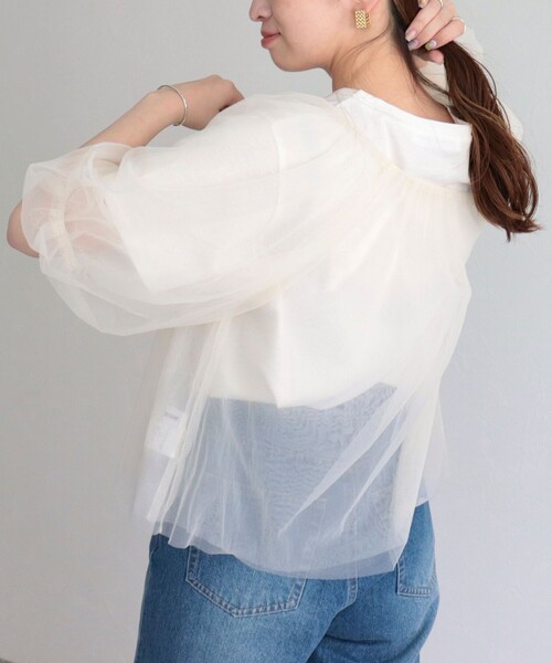 fredy emue(フレディエミュ)の「チュール2WAYギャザーブラウス(シャツ/ブラウス・レディース・ブラウン/チャコールグレー/アイボリー・38)」の11枚目の写真