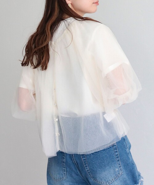 fredy emue(フレディエミュ)の「チュール2WAYギャザーブラウス(シャツ/ブラウス・レディース・ブラウン/チャコールグレー/アイボリー・38)」の15枚目の写真