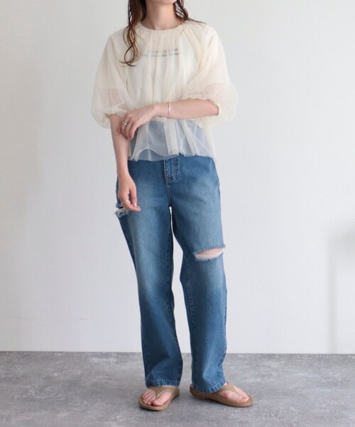 fredy emue(フレディエミュ)の「チュール2WAYギャザーブラウス(シャツ/ブラウス・レディース・ブラウン/チャコールグレー/アイボリー・38)」の16枚目の写真