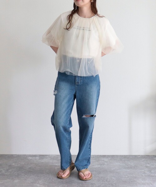 fredy emue(フレディエミュ)の「チュール2WAYギャザーブラウス(シャツ/ブラウス・レディース・ブラウン/チャコールグレー/アイボリー・38)」の17枚目の写真