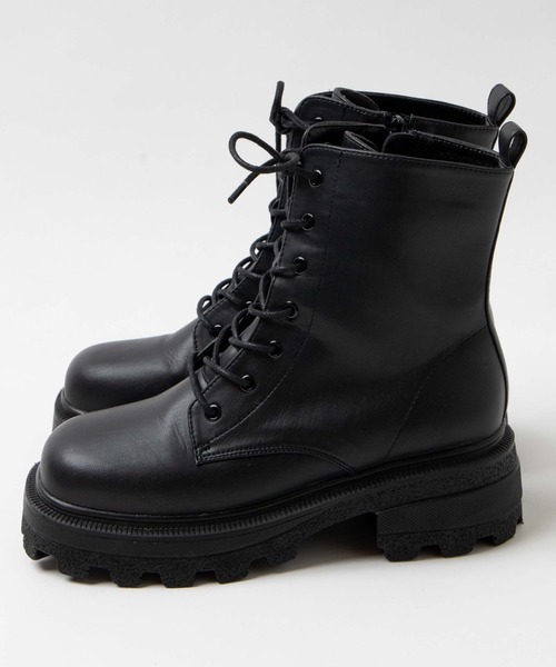 WEGO（ウィゴー）の「WEGO/レースアップショートブーツ（ブーツ・レディース・ブラック/オフホワイト/シルバー・MEDIUM/LARGE）」の6枚目の写真