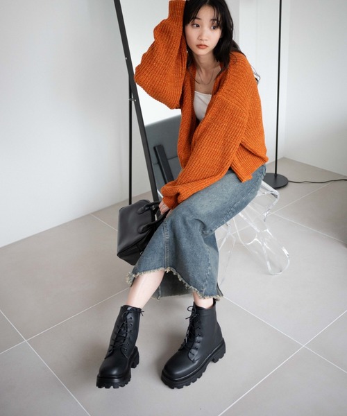 WEGO（ウィゴー）の「WEGO/レースアップショートブーツ（ブーツ・レディース・ブラック/オフホワイト/シルバー・MEDIUM/LARGE）」の12枚目の写真