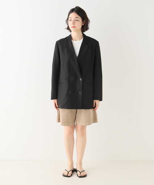 【美品】plage VIS/LINEN DB ジャケット / グレー 美品】plage VIS/LINEN DB ジャケット / グレー