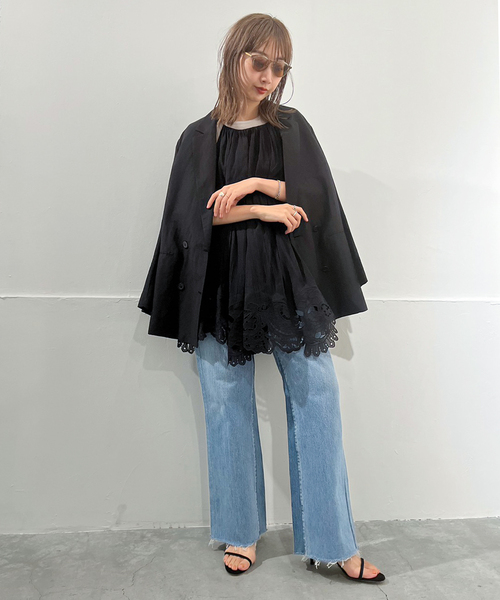 【美品】plage VIS/LINEN DB ジャケット / グレー 美品】plage VIS/LINEN DB ジャケット / グレー