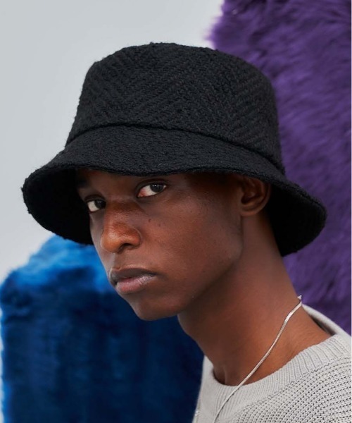 HARE（ハレ）の「ツイードバケットハット(HARE)（ハット・メンズ・ブラック/ホワイト・FREE）」の2枚目の写真