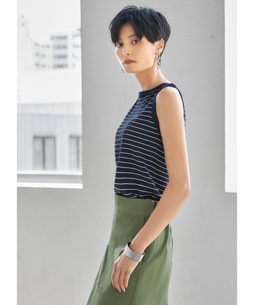 STYLE DELI(スタイルデリ)の「ボーダー柄サマーニットトップス(ニット/セーター・レディース・ネイビー/ブルー・MEDIUM)」の3枚目の写真