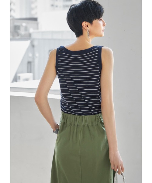 STYLE DELI(スタイルデリ)の「ボーダー柄サマーニットトップス(ニット/セーター・レディース・ネイビー/ブルー・MEDIUM)」の16枚目の写真