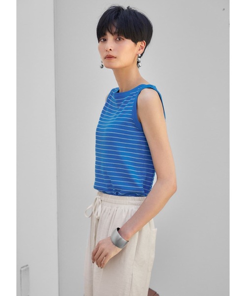 STYLE DELI(スタイルデリ)の「ボーダー柄サマーニットトップス(ニット/セーター・レディース・ネイビー/ブルー・MEDIUM)」の4枚目の写真