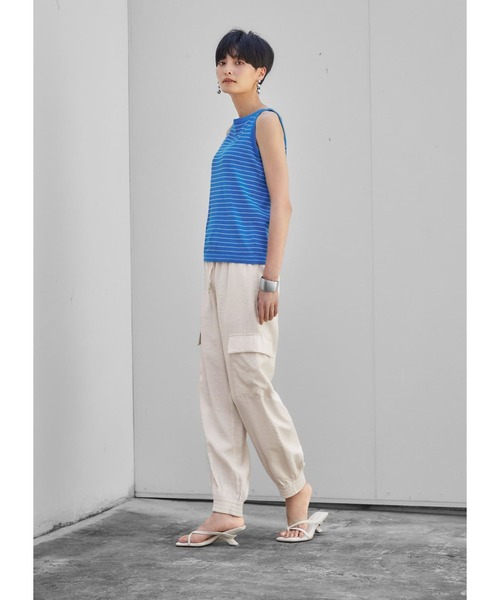 STYLE DELI(スタイルデリ)の「ボーダー柄サマーニットトップス(ニット/セーター・レディース・ネイビー/ブルー・MEDIUM)」の10枚目の写真