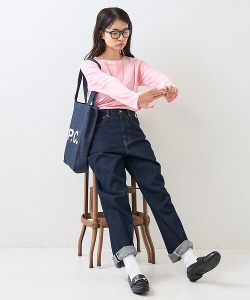 FREAK'S STORE（フリークスストア）の「シアー ロングスリーブ Tシャツ/長袖Tシャツ（Tシャツ/カットソー・レディース・ピンク/オフホワイト/ブラック・ﾌﾘ-）」の8枚目の写真