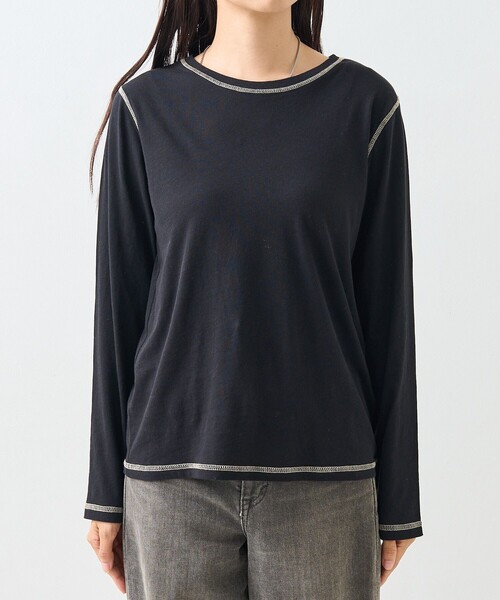 FREAK'S STORE（フリークスストア）の「シアー ロングスリーブ Tシャツ/長袖Tシャツ（Tシャツ/カットソー・レディース・ピンク/オフホワイト/ブラック・ﾌﾘ-）」の14枚目の写真