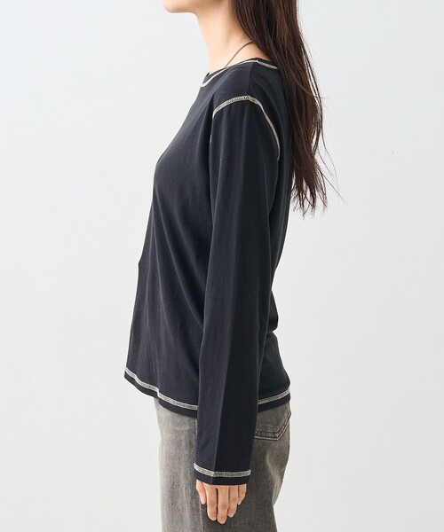 FREAK'S STORE（フリークスストア）の「シアー ロングスリーブ Tシャツ/長袖Tシャツ（Tシャツ/カットソー・レディース・ピンク/オフホワイト/ブラック・ﾌﾘ-）」の15枚目の写真