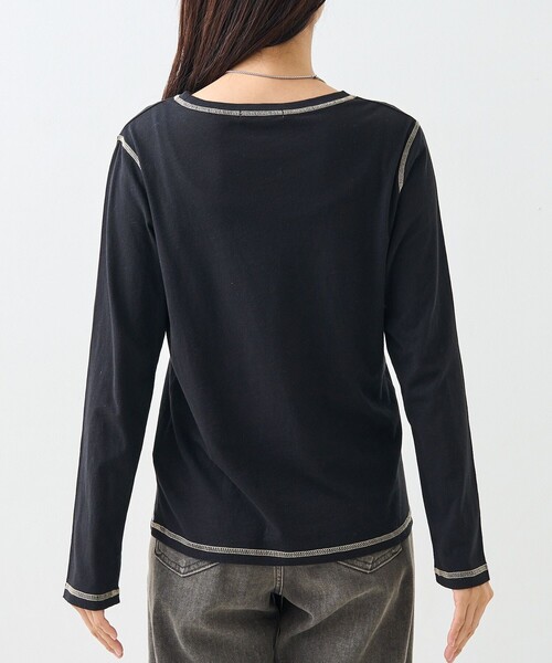 FREAK'S STORE（フリークスストア）の「シアー ロングスリーブ Tシャツ/長袖Tシャツ（Tシャツ/カットソー・レディース・ピンク/オフホワイト/ブラック・ﾌﾘ-）」の16枚目の写真