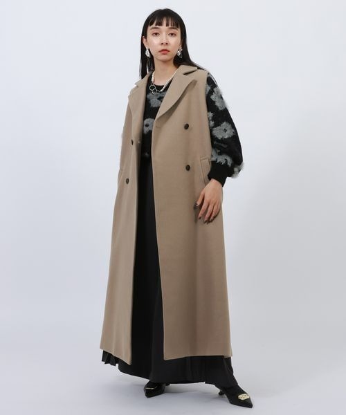 HARE（ハレ）の「ウーリーテックマルチWAYコート(HARE)（チェスターコート・レディース・ベージュ/ブラック・FREE）」の12枚目の写真