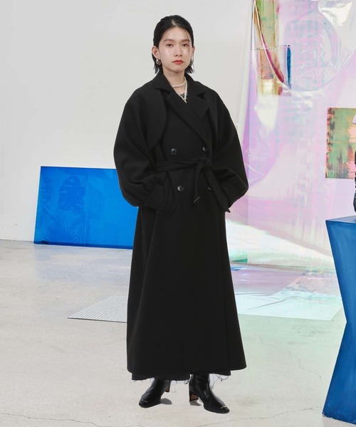 HARE（ハレ）の「ウーリーテックマルチWAYコート(HARE)（チェスターコート・レディース・ベージュ/ブラック・FREE）」の6枚目の写真