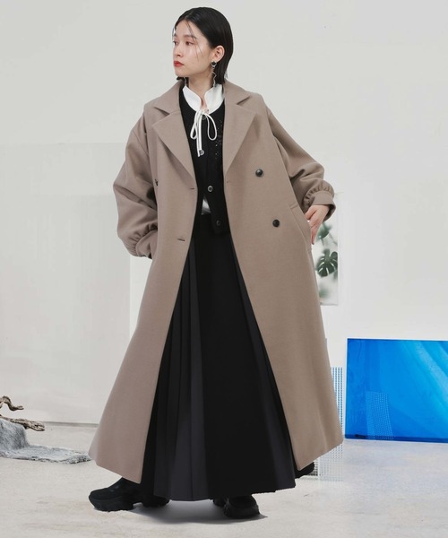 HARE（ハレ）の「ウーリーテックマルチWAYコート(HARE)（チェスターコート・レディース・ベージュ/ブラック・FREE）」の4枚目の写真