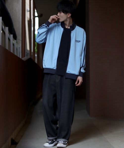 SITRY（シトリー）の「side line logo stitch track jacket / サイドライン ロゴ刺繍 トラックジャケット ジャージ（ジャージ・メンズ・ブラック/カーキ/サックスブルー/サンドベージュ・M/L）」の15枚目の写真