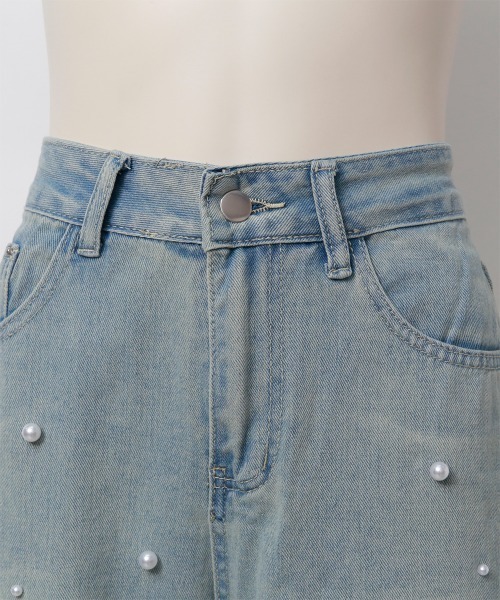 Rejoule(リジュール)の「パール付きワイドデニムパンツ(デニムパンツ・レディース・ライトブルー・M/S/L)」の15枚目の写真