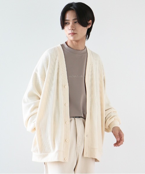 CRAFT STANDARD BOUTIQUE(クラフトスタンダードブティック)の「ワッフルカーディガン(カーディガン/ボレロ・メンズ・アイボリー/ブラック/レッド系その他5/モカ・M/L)」の1枚目の写真