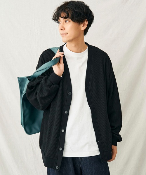 CRAFT STANDARD BOUTIQUE(クラフトスタンダードブティック)の「ワッフルカーディガン(カーディガン/ボレロ・メンズ・アイボリー/ブラック/レッド系その他5/モカ・M/L)」の2枚目の写真