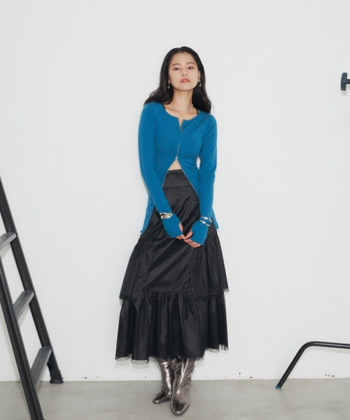 VIOLETTA（ヴィオレッタ）の「アーガイル柄フロントジップカーディガン（ニット/セーター・レディース・ブラック/ピンク系その他/グレー/ブルー・FREE）」の13枚目の写真