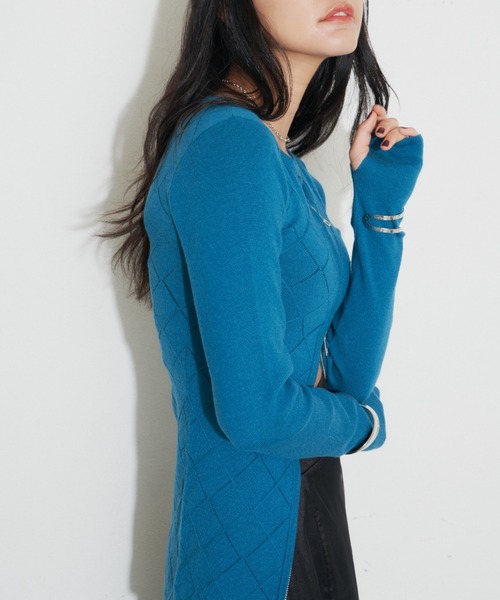 VIOLETTA（ヴィオレッタ）の「アーガイル柄フロントジップカーディガン（ニット/セーター・レディース・ブラック/ピンク系その他/グレー/ブルー・FREE）」の16枚目の写真