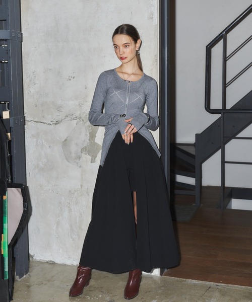 VIOLETTA（ヴィオレッタ）の「アーガイル柄フロントジップカーディガン（ニット/セーター・レディース・ブラック/ピンク系その他/グレー/ブルー・FREE）」の10枚目の写真