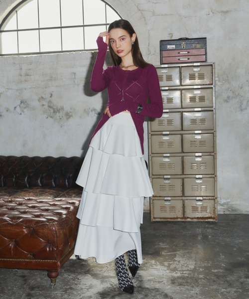 VIOLETTA（ヴィオレッタ）の「アーガイル柄フロントジップカーディガン（ニット/セーター・レディース・ブラック/ピンク系その他/グレー/ブルー・FREE）」の20枚目の写真