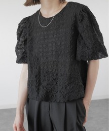 エンボスシアーチェックブラウス / emboss sheer checked blouse