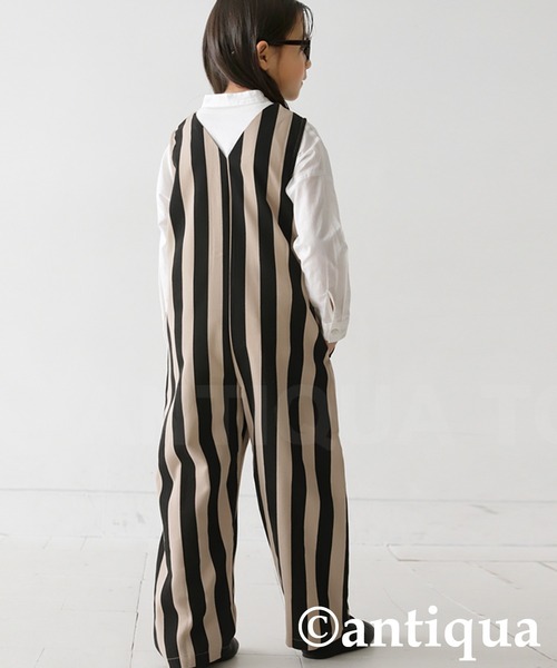 【新品】antiqua　アンティカ　ストライプサロペット ユニセックス 楽天市場】サロペット レディース ロング ボトムス ストライプ柄