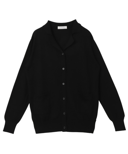 ユキエモン]フリル付き黒ニットカーディガン ユキエモン]フリル付き黒