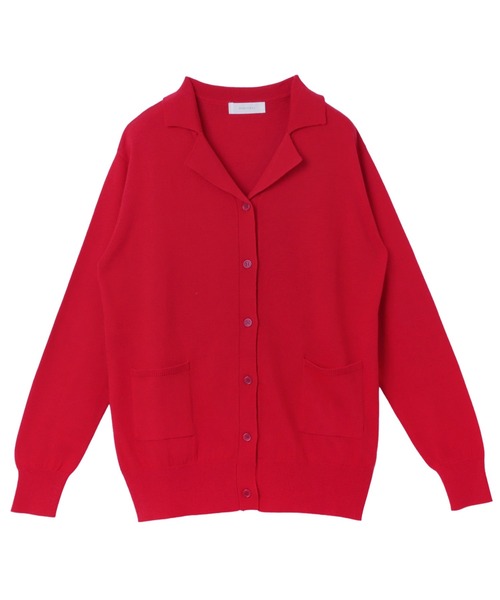 time is on 新品未使用 レッド襟付きカーディガン セール】襟付きニットカーディガン（カーディガン/ボレロ）｜evernavy