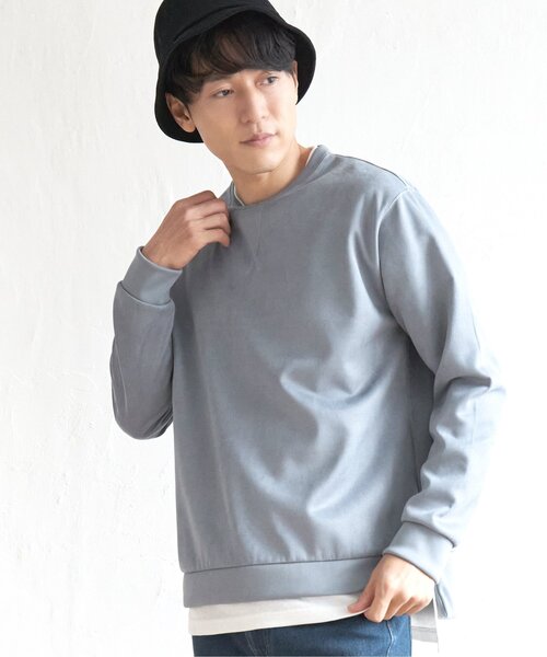 ikka(イッカ)の「【抗菌防臭/吸水速乾】清潔フェイクスエードレイヤード(スウェット・メンズ・グリーン/マスタード/ライトグレー/チャコールグレー/ブルー・XL/S/M/L)」の10枚目の写真