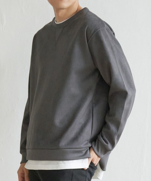 ikka(イッカ)の「【抗菌防臭/吸水速乾】清潔フェイクスエードレイヤード(スウェット・メンズ・グリーン/マスタード/ライトグレー/チャコールグレー/ブルー・XL/S/M/L)」の2枚目の写真