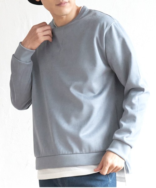 ikka(イッカ)の「【抗菌防臭/吸水速乾】清潔フェイクスエードレイヤード(スウェット・メンズ・グリーン/マスタード/ライトグレー/チャコールグレー/ブルー・XL/S/M/L)」の4枚目の写真