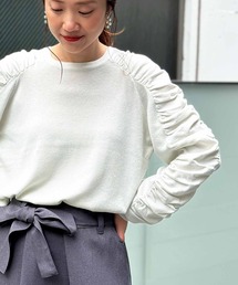 PICCIN | ウール混 ギャザースリーブ 長袖プルオーバー(ニット/セーター)