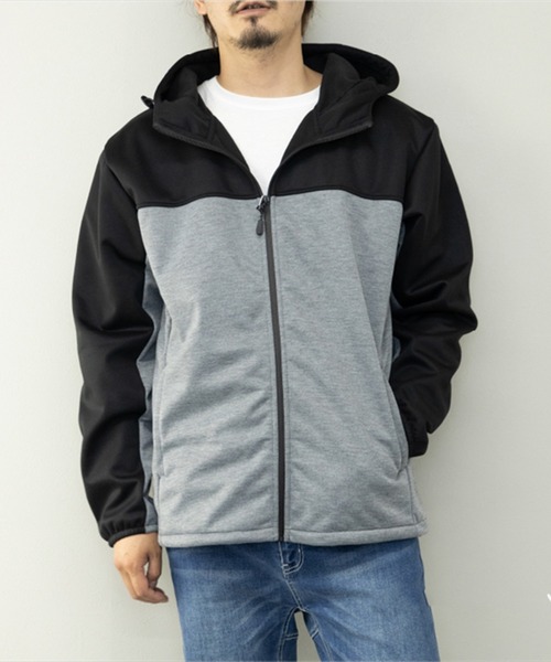 STYLEBLOCK(スタイルブロック)の「防風カット切替え止水ZIPパーカー(パーカー・メンズ・杢グレー/カーキ/ネイビー/チャコール・L/M)」の1枚目の写真