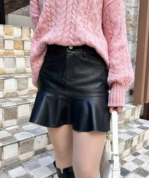 ﾌｪｲｸﾚｻﾞｰ裾ﾌﾚｱ切替ﾐﾆｽｶｰﾄ