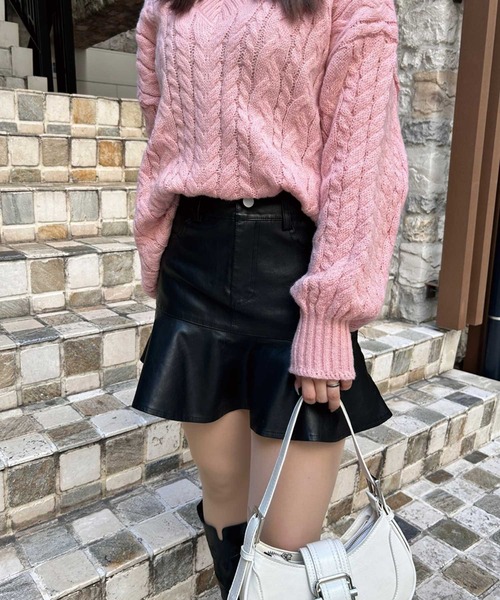 【極美品】Y's PINK レザースカート　本革　ブラック 極美品】Y's PINK レザースカート 本革 ブラック 極美品】Y´s PINK