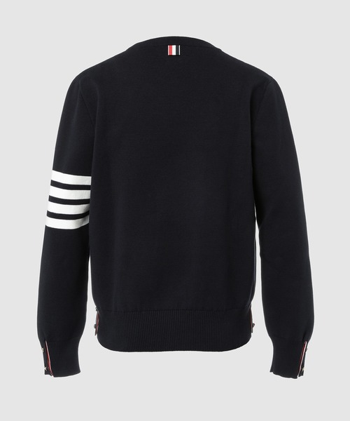 THOM BROWNE（トムブラウン）の「MILANO STITCH CREW NECK PULLOVER IN COTTON CREPE（ニット/セーター・メンズ・ネイビー系/グレー・2/1）」の3枚目の写真