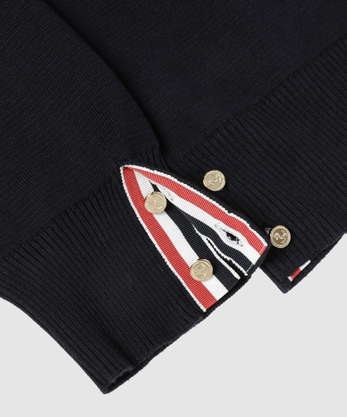 THOM BROWNE（トムブラウン）の「MILANO STITCH CREW NECK PULLOVER IN COTTON CREPE（ニット/セーター・メンズ・ネイビー系/グレー・2/1）」の5枚目の写真